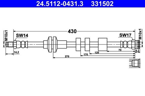 Genuine ate brake hose - ate, for